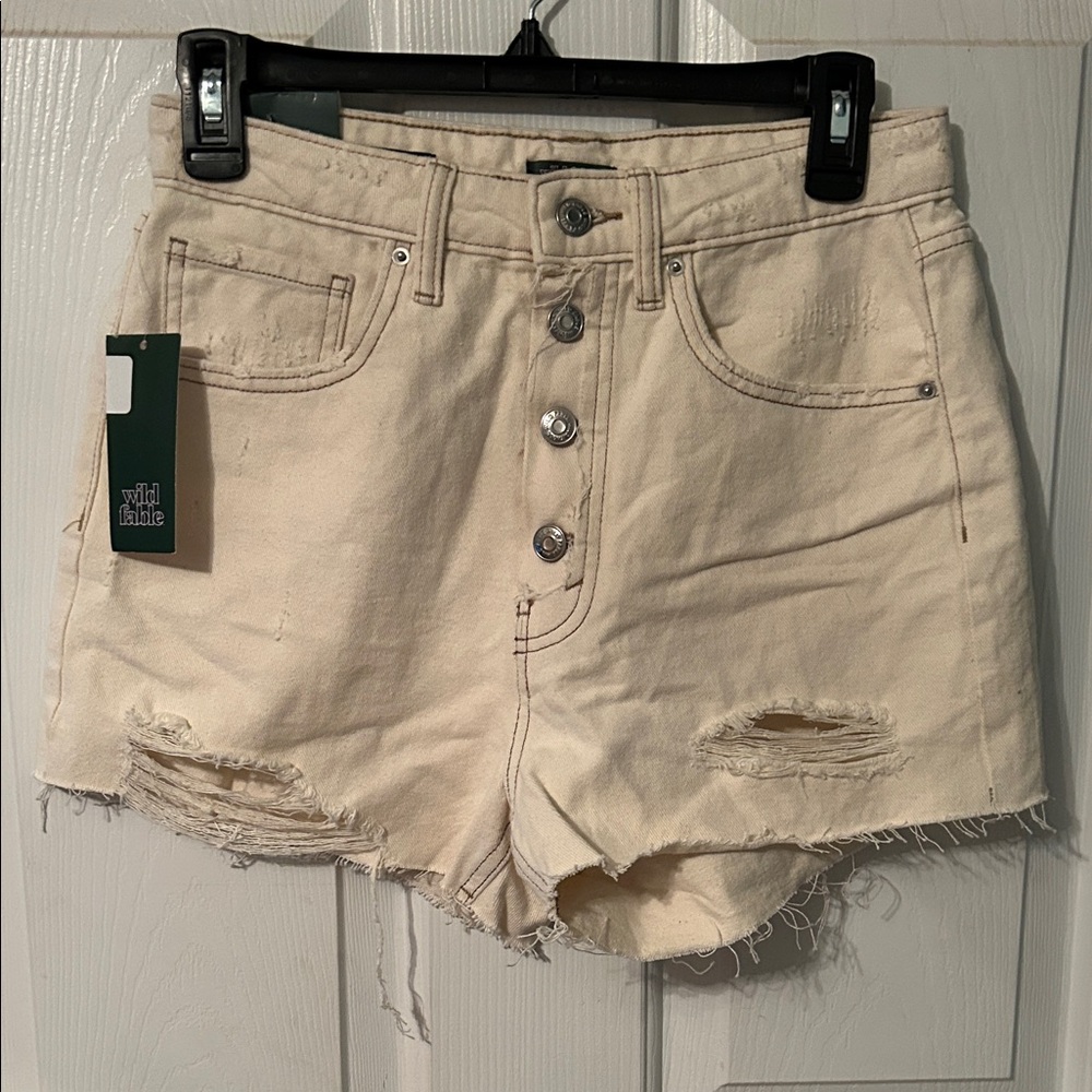 Wild Fable Off-White Distressed Jean Shorts